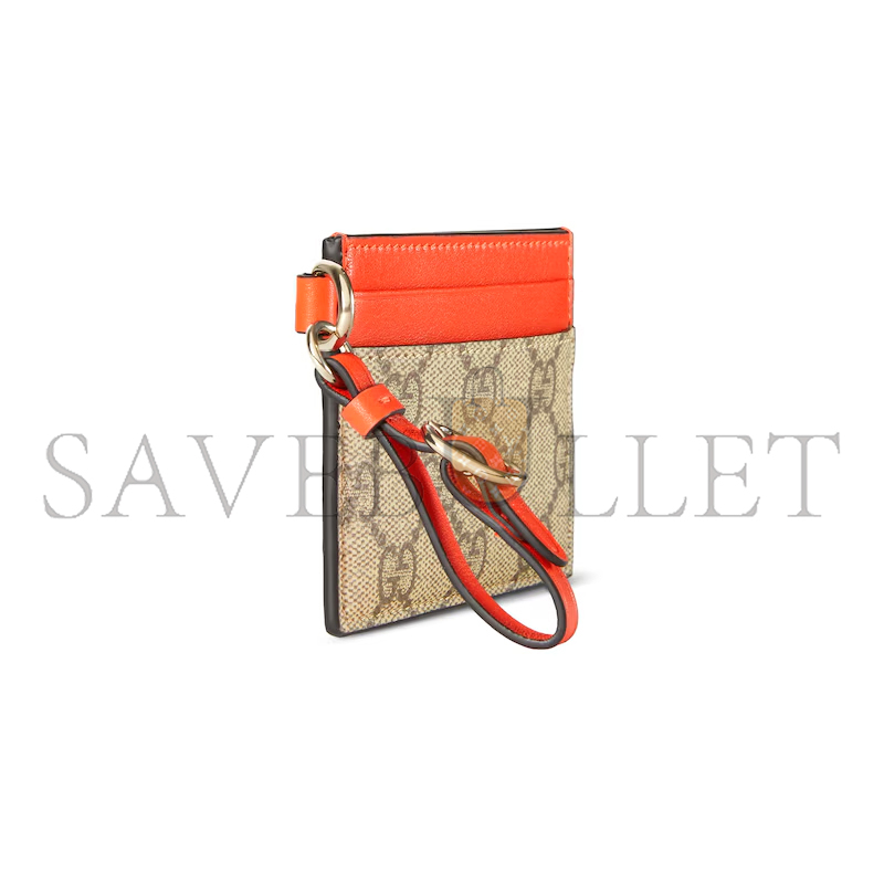 GUCCI GG EMBLEM CARD CASE WITH STRAP 819121 (10*7cm)